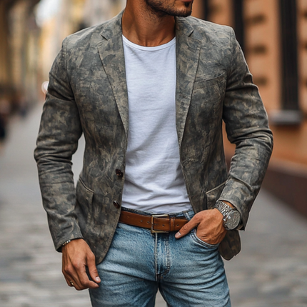 Men's Outdoor Slim Fit Blazer | Camouflage Print | Notched Lapel | Single-breasted | Lightweight Durable Fabric | Casual Urban Streetwear Fashion