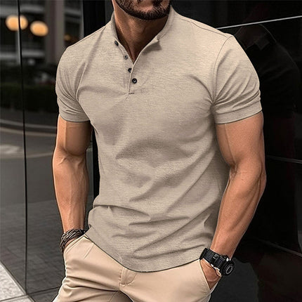 Men's Polo Shirt | Solid Color | Button Henley Neck | Sportswear | Casual Wear | Versatile Fit | Breathable Fabric | Moisture-Wicking | Trendy Colors | Variety of Sizes | Sophisticated Style
