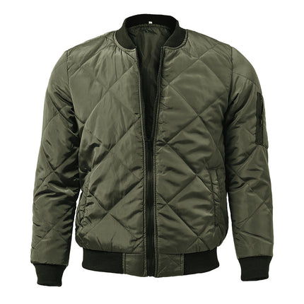 Men's Thermal Jacket | Padded Stand Collar | Solid Color | Warm Insulated Outerwear | Durable Polyester | Stylish Winter Coat | Casual & Formal Wardrobe Essential | With Side Pockets | Elasticized Cuffs