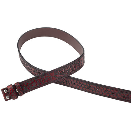 Men's Vintage Embossed Split Leather Belt | Smooth Polished Buckle | Durable Wardrobe Essential | Classic Black Brown Colors | Versatile Casual Formal Accessory | Perfect Fit Multiple Sizes | Timeless Style