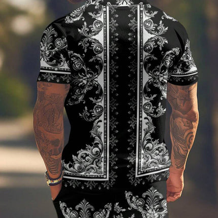 Men's Tropical Vacation Set | Cashew Flower Print | Short Sleeve Shirt & Shorts | Lightweight Breathable Fabric | Summer Beachwear | Casual Holiday Outfit