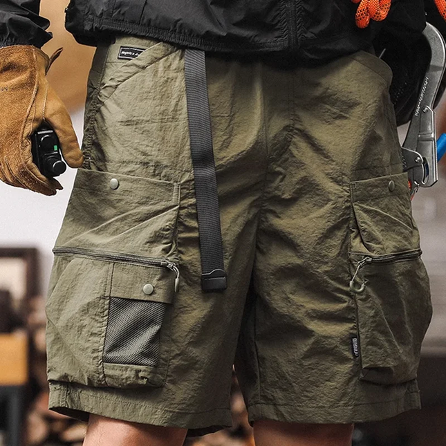 Men's Elastic Waist Cargo Shorts | Multi-pocket Design | Solid Color | Breathable Fabric | Casual & Outdoor Wear | Durable & Comfortable | Versatile Style