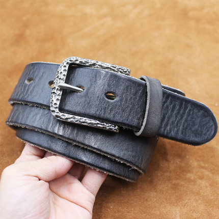 Men's Vintage Distressed Leather Belt | Pure Cowhide | Rugged Charm | Classic Appeal | Sturdy Metal Buckle | Versatile Width | Casual & Formal Wear | Multiple Sizes | Timeless Accessory | Perfect for Jeans or Dress Trousers
