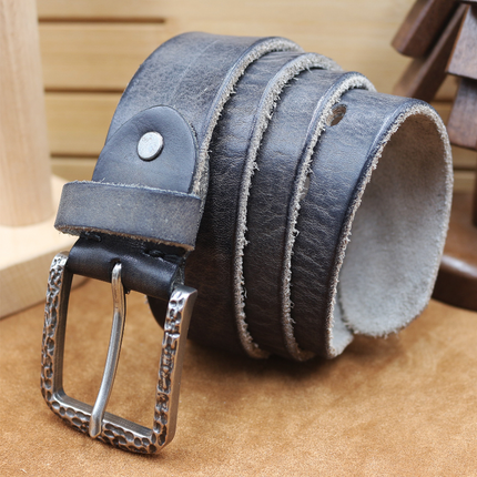Men's Vintage Distressed Leather Belt | Pure Cowhide | Rugged Charm | Classic Appeal | Sturdy Metal Buckle | Versatile Width | Casual & Formal Wear | Multiple Sizes | Timeless Accessory | Perfect for Jeans or Dress Trousers