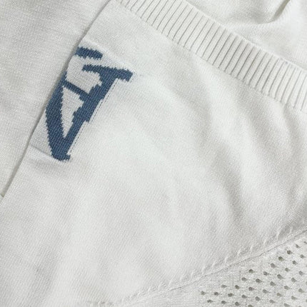 Men's Athletic Jacquard T-Shirt | Crew Neck Short Sleeve Sweater | Sporty Lettering Design | Breathable Fabric Top for Casual & Semi-Formal Occasions