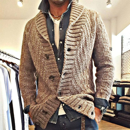 Men's Vintage Knit Cardigan Jacket | Lapel Collar | Classic Elegant Style | Premium Knit Blend | Warm & Durable | Sophisticated Design | Versatile Layering | Comfortable Relaxed Fit | Timeless Fashion