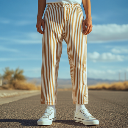 Men's Slim Straight Pants | Cotton Twill | Striped Design | Casual to Semi-Formal Versatility | Comfortable & Durable | Breathable Fabric | Stylish Everyday Wear