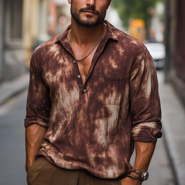 Men's Tie-Dye T-Shirt | Red Brown Cotton Casual Top | Short Sleeve Summer Shirt | Breathable & Stylish | Relaxed Fit | Retro-Inspired Design | S-3XL Sizes | Versatile Everyday Wear