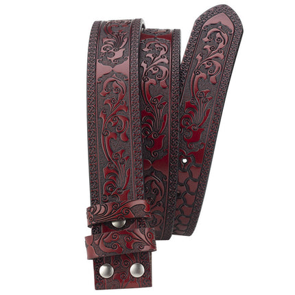Men's Vintage Embossed Split Leather Belt | Smooth Polished Buckle | Durable Wardrobe Essential | Classic Black Brown Colors | Versatile Casual Formal Accessory | Perfect Fit Multiple Sizes | Timeless Style