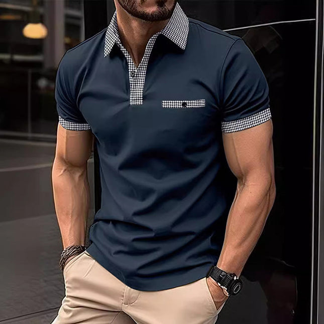 Men's Colorblock Polo Shirt | Button Down | Short Sleeve | Sports Casual | Lightweight & Breathable Fabric | Tailored Fit | Versatile Athletic & Casual Style