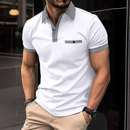 Men's Colorblock Polo Shirt | Button Down | Short Sleeve | Sports Casual | Lightweight & Breathable Fabric | Tailored Fit | Versatile Athletic & Casual Style
