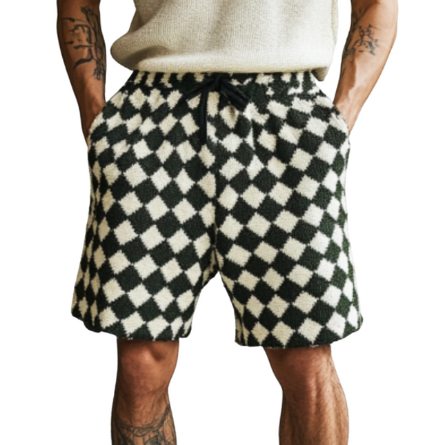 Men's Elastic Waist Shorts | Diamond Jacquard Knit | Stylish & Breathable | Premium Soft Fabric | Casual & Versatile | Functional Pockets | Adjustable Drawstring | Modern Design | Comfortable Summer Wear