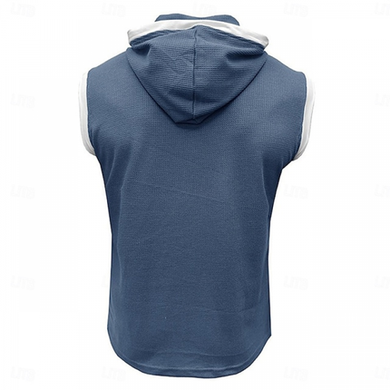 Men's Hooded Sleeveless Tank Top | Colorblock Design | Lightweight Breathable Fabric | Relaxed Fit | Sporty Streetwear Style | Ideal for Workouts & Outdoor Activities | Casual Fashion Trend