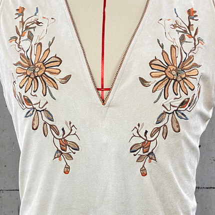 Men's Western Suede Tank Top | Cowboy Style | Embroidered Deep V Neck | High-Quality Material | Versatile Casual Wear | Unique Western Design | Durable and Stylish | Iconic American Fashion