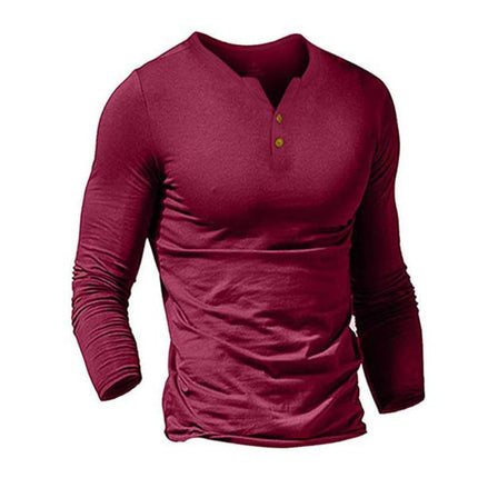 Men's Solid Color V Neck Long Sleeve T-Shirt | Slim Fit | Polyester | Sports & Leisure Shirt | Soft & Breathable | Machine Washable | Standard Thickness | Ideal for Fitness, Running, Training & Daily Wear