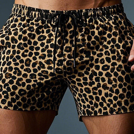 Men's Leopard Print Shorts | Comfortable & Breathable | Lightweight Elastic Waistband | Above-Knee Length | Casual Beachwear | Trendy Summer Style | Available in S to XXXL