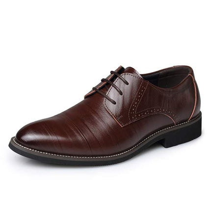 Leather Oxford Dress Shoes | Men's Formal Lace-Up | Breathable Leather Linings | Durable Rubber Sole | Blind Eyelets