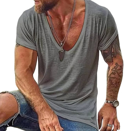 Men's Casual V Neck Cotton T-Shirt | Short Sleeve | Soft Comfortable Fit | Breathable Fabric | Classic Colors | Everyday Wardrobe Essential | Durable Quality | Easy Care | Affordable Menswear
