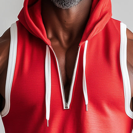 Men's Sleeveless Zipper Hooded Tank Top | Summer Fashion Sports Leisure | Breathable Fabric | Modern Fit | Versatile Style