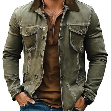 Men's Classic Distressed Denim Jacket | Vintage Style | Faded Wash | Frayed Edges | Cotton Denim | Regular Fit | Turndown Collar | Button Chest Pockets | Side Hand Pockets | Casual Wardrobe Essential