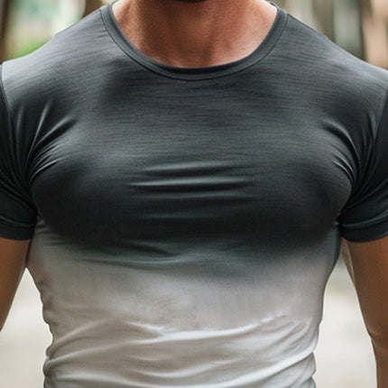 Men's Ombre Crew Neck Short Sleeve Cotton T-Shirt | Gradient Print | Soft Stretchy Fabric | Comfortable Fit | Casual Style