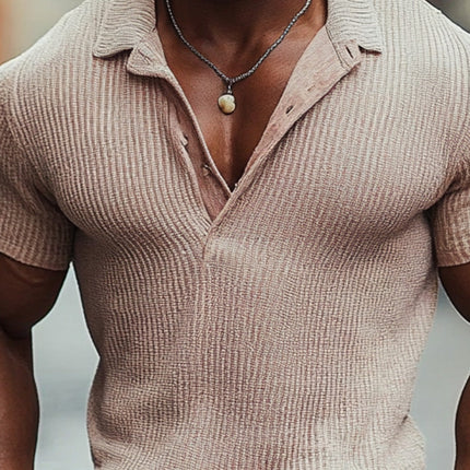 Men's Slim Fit Short-Sleeved Polo Shirt | Solid Color Woolen | Casual & Semi-Formal | Spread Collar | Breathable Fabric | Sizes S-XXXL | Comfortable & Stylish
