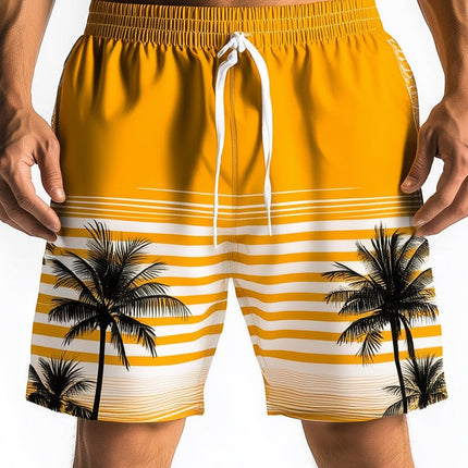Men's Holiday Print Beach Shorts | Colorful Summer Swim Trunks | Lightweight Casual Beachwear | Comfortable Elastic Waistband with Drawstring | Vibrant Eye-catching Design | Perfect for Beach Days