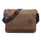 Vintage Casual Canvas Shoulder Bag | Diagonal Zip Pocket | Water-Repellent & Abrasion-Resistant | Multi-Pocket Design | Adjustable & Detachable Strap | Ideal for Business, Work, School | 38.5x10.5x36cm
