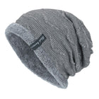 Men's Winter Fleece Lined Knitted Hat | Warm Acrylic Beanie | Casual Plush Design | Geometric Pattern
