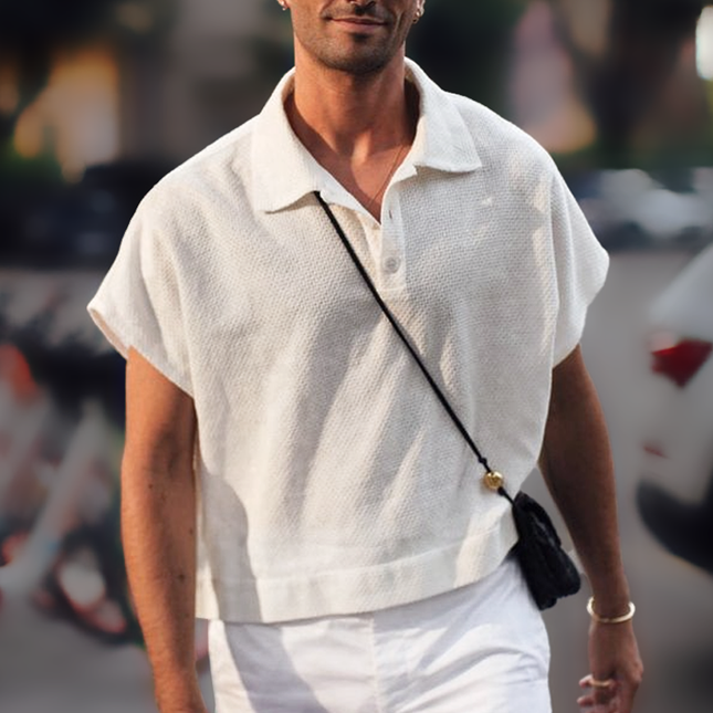 Men's Polo Shirt | Solid Color | Lapel Collar | Dropped Shoulder Sleeves | Casual Wear | Soft Breathable Fabric | Modern Relaxed Fit | Versatile Streetwear | Trendy Everyday Shirt