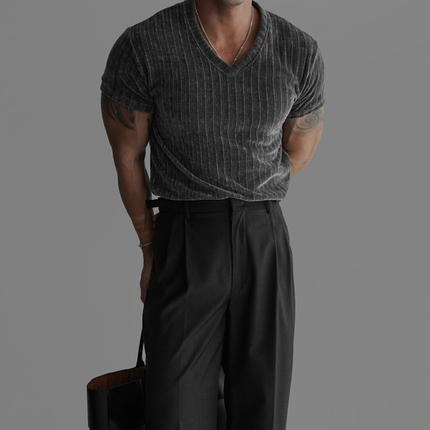 Men's Slightly Stretch V Neck T-Shirt | Short Sleeve Casual Tee | Modern Fit | Versatile Style | Comfort Blend Fabric | Men's Fashion Essentials