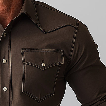 Men's Solid Color Long Sleeve Shirt | Summer Western Style | Blended Fabric | Modern Fit | Breathable & Comfortable | Casual & Formal Wear | Durable Material | Tailored Design