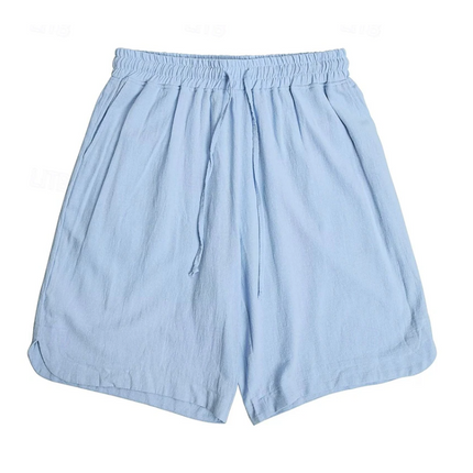 Men's Cotton Linen Blend Shorts | Elastic Waist | Loose Fit | Casual Summer Wear | Lightweight | Breathable | Comfortable | Pockets | Easy Care | Beach & Everyday | Multiple Sizes Available