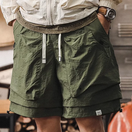 Men's Cargo Shorts | Elastic Waist | Multi-pocket Design | Mesh Stitching | Fashionable and Functional | Casual Style | Outdoor and Everyday Wear | Durable Breathable Fabric | Versatile Fit