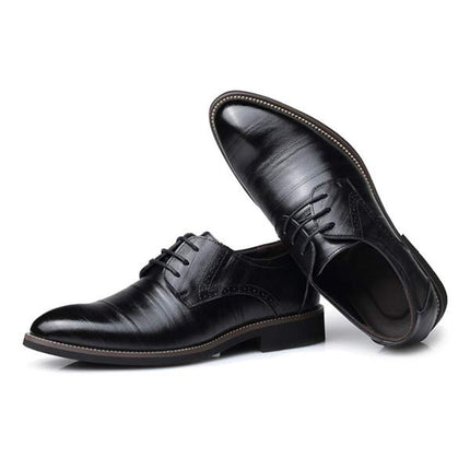 Leather Oxford Dress Shoes | Men's Formal Lace-Up | Breathable Leather Linings | Durable Rubber Sole | Blind Eyelets