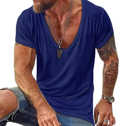 Men's Casual V Neck Cotton T-Shirt | Short Sleeve | Soft Comfortable Fit | Breathable Fabric | Classic Colors | Everyday Wardrobe Essential | Durable Quality | Easy Care | Affordable Menswear