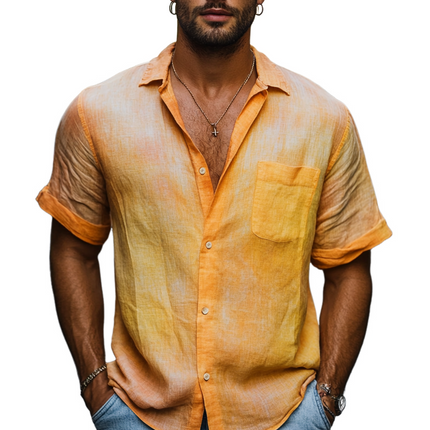 Men's Casual Shirt | Short Sleeve | Gradient Lapel Design | Lightweight & Breathable Fabric | Ideal for Summer & Casual Wear | Trendy & Stylish | Multiple Sizes Available | Fashion Forward Look