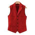 Men's Wool Blend Vest | Vintage Style | Single Breasted with Lapel | Slim Fit | Charcoal Navy Herringbone Patterns | Smart Casual Formal Wear | Adjustable Back | Functional Pockets | Year-Round Outerwear