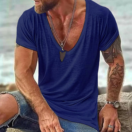 Men's Casual V Neck Cotton T-Shirt | Short Sleeve | Soft Comfortable Fit | Breathable Fabric | Classic Colors | Everyday Wardrobe Essential | Durable Quality | Easy Care | Affordable Menswear