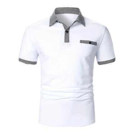 Men's Colorblock Polo Shirt | Button Down | Short Sleeve | Sports Casual | Lightweight & Breathable Fabric | Tailored Fit | Versatile Athletic & Casual Style