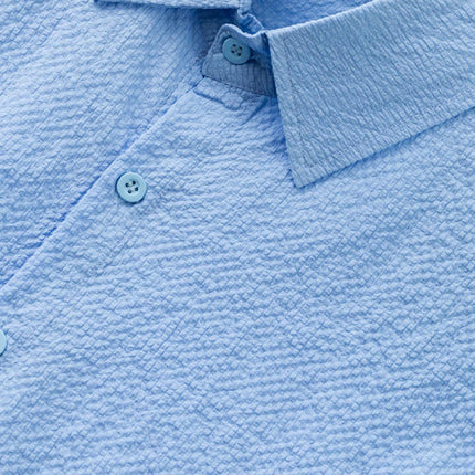 Men's Short Sleeve Shirt | Solid Color | Textured Fabric | Tailored Fit | Versatile Casual & Semi-Formal | High-Quality Breathable Material | Men's Apparel & Accessories | Modern Stylish Design