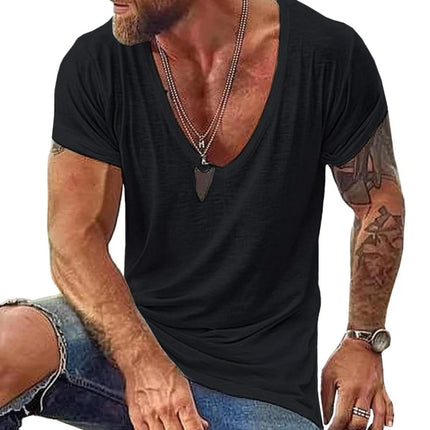 Men's Casual V Neck Cotton T-Shirt | Short Sleeve | Soft Comfortable Fit | Breathable Fabric | Classic Colors | Everyday Wardrobe Essential | Durable Quality | Easy Care | Affordable Menswear