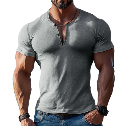 Men's V-Neck T-Shirt | Solid Color Cotton Blend | Short Sleeve Casual Tee | Versatile Comfort | Multiple Sizes | Breathable Fabric | Classic & Trendy Colors | Flattering Fit | Ideal for Everyday Wear