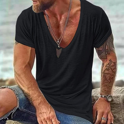Men's Casual V Neck Cotton T-Shirt | Short Sleeve | Soft Comfortable Fit | Breathable Fabric | Classic Colors | Everyday Wardrobe Essential | Durable Quality | Easy Care | Affordable Menswear