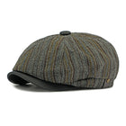 Men's Vintage Bohemian Striped Newsboy Cap | Cotton Linen Blend | Adjustable Fit | Classic Rounded Crown | Multicolor Striped Design | Stylish Lightweight Hat for Casual or Semi-Formal Outfits