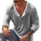 Men's Breathable Cotton Linen T-Shirt | U Neck | Long Sleeve | Casual Fit | Soft & Airy Fabric | Versatile Style | Easy Care | Ideal for Layering | Various Sizes | Everyday Comfort