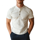 Men's Slim Fit Henley T-Shirt | Casual Striped Short Sleeve | Soft Cotton Blend | Breathable Comfort | Stylish Everyday Wear