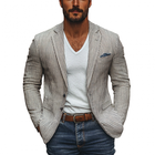 Men's Slim Fit Linen Blazer | Casual Breathable Pinstripe | Notched Lapel Single Breasted | Lightweight Summer Jacket | Sophisticated & Versatile | Stylish & Comfortable | Ideal for Warm Weather | Multiple Sizes