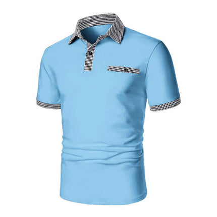 Men's Colorblock Polo Shirt | Button Down | Short Sleeve | Sports Casual | Lightweight & Breathable Fabric | Tailored Fit | Versatile Athletic & Casual Style
