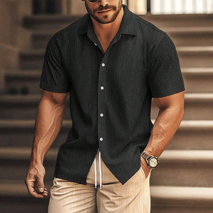 Men’s Summer Two-Piece Set | Casual Contrast Color | Short Sleeve Shirt & Shorts | Lightweight Breathable Fabric | Fashionable Outfit for Beach & Weekend | Comfortable & Stylish | Relaxed Fit | Trendy Men's Apparel